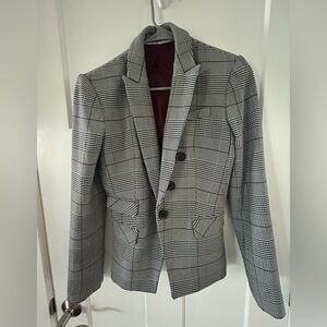 Express Black; White, Maroon Checkered Women's Blazer - Size 0
